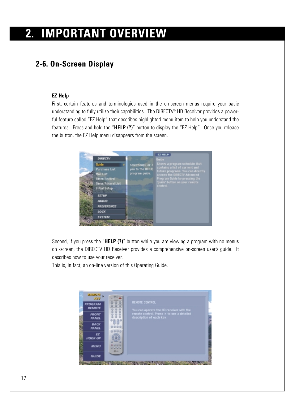 Important overview, 6. on-screen display | LG LSS-3200A User Manual | Page 18 / 123