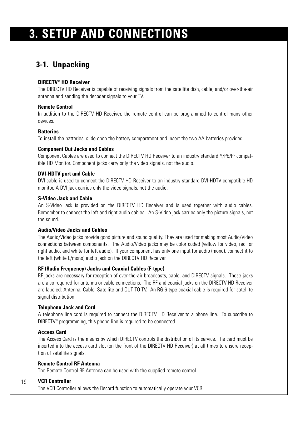 Setup and connections, 1. unpacking | LG LSS-3200A User Manual | Page 20 / 123