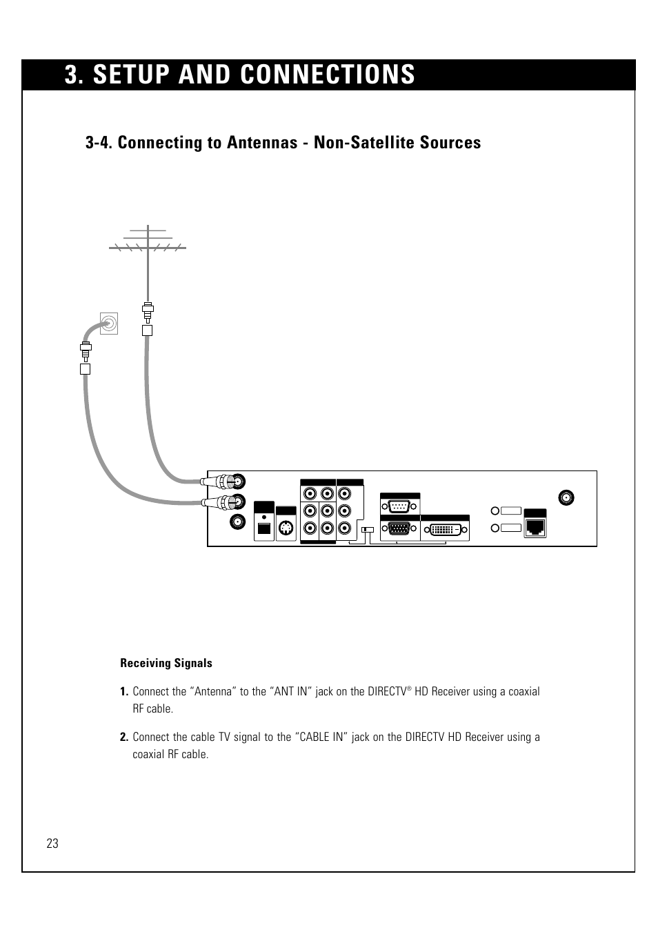 Setup and connections, 4. connecting to antennas - non-satellite sources | LG LSS-3200A User Manual | Page 24 / 123