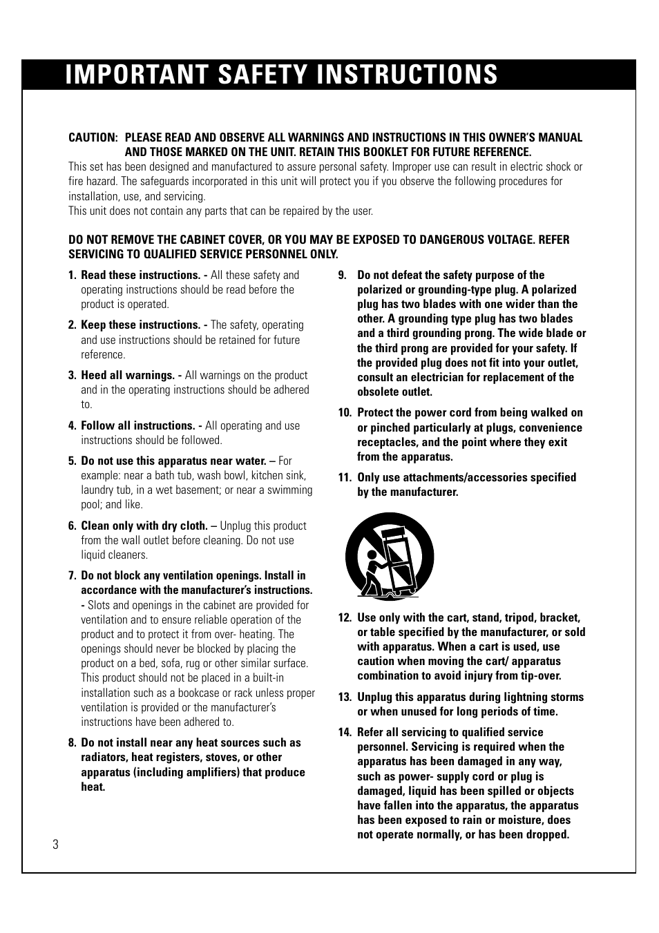 Important safety instructions | LG LSS-3200A User Manual | Page 4 / 123