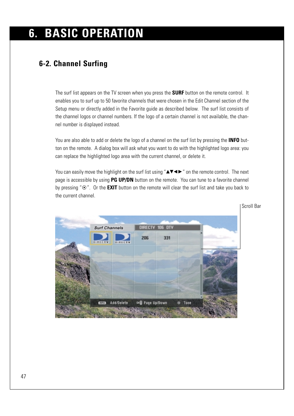 Basic operation, 2. channel surfing | LG LSS-3200A User Manual | Page 48 / 123