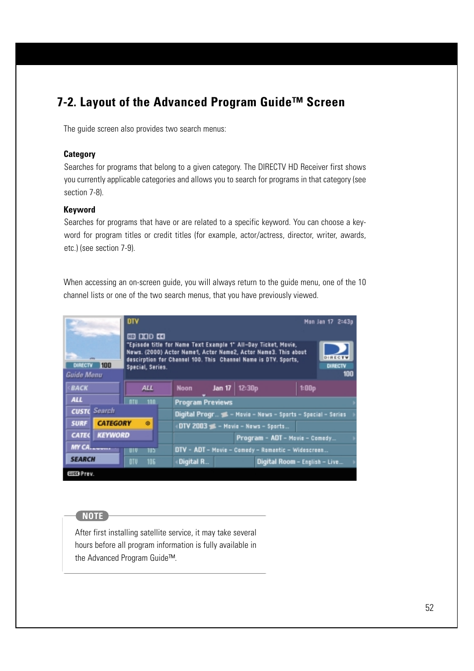 2. layout of the advanced program guide™ screen | LG LSS-3200A User Manual | Page 53 / 123