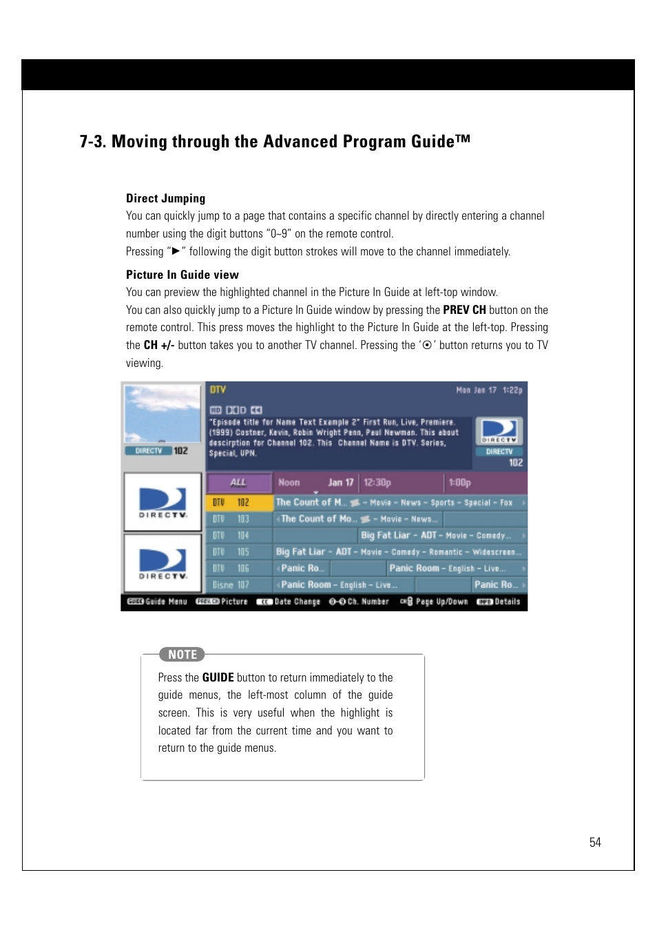 3. moving through the advanced program guide | LG LSS-3200A User Manual | Page 55 / 123