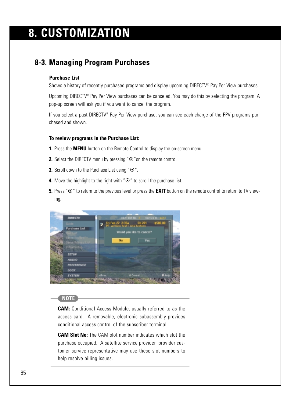 Customization, 3. managing program purchases | LG LSS-3200A User Manual | Page 66 / 123