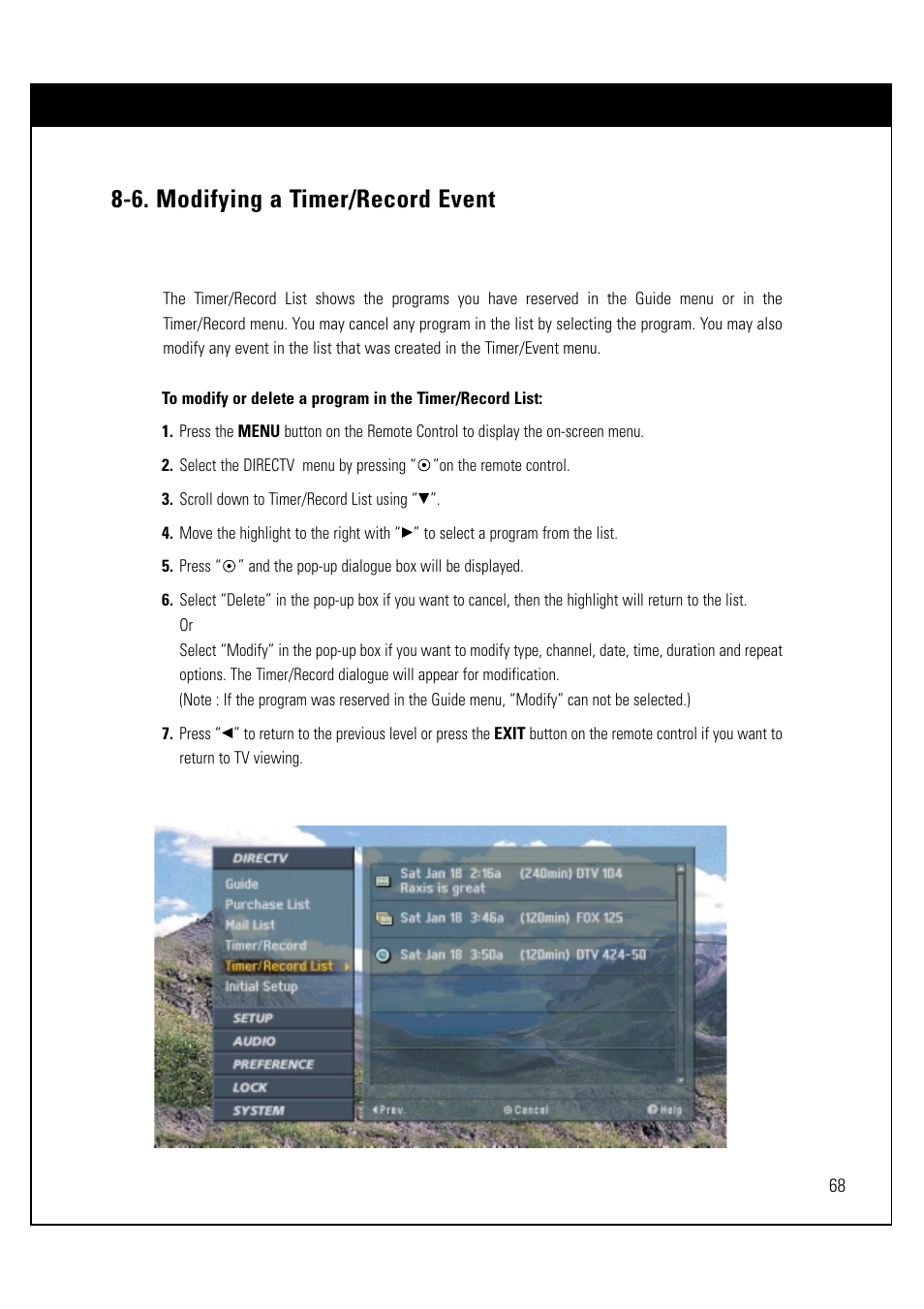 6. modifying a timer/record event | LG LSS-3200A User Manual | Page 69 / 123