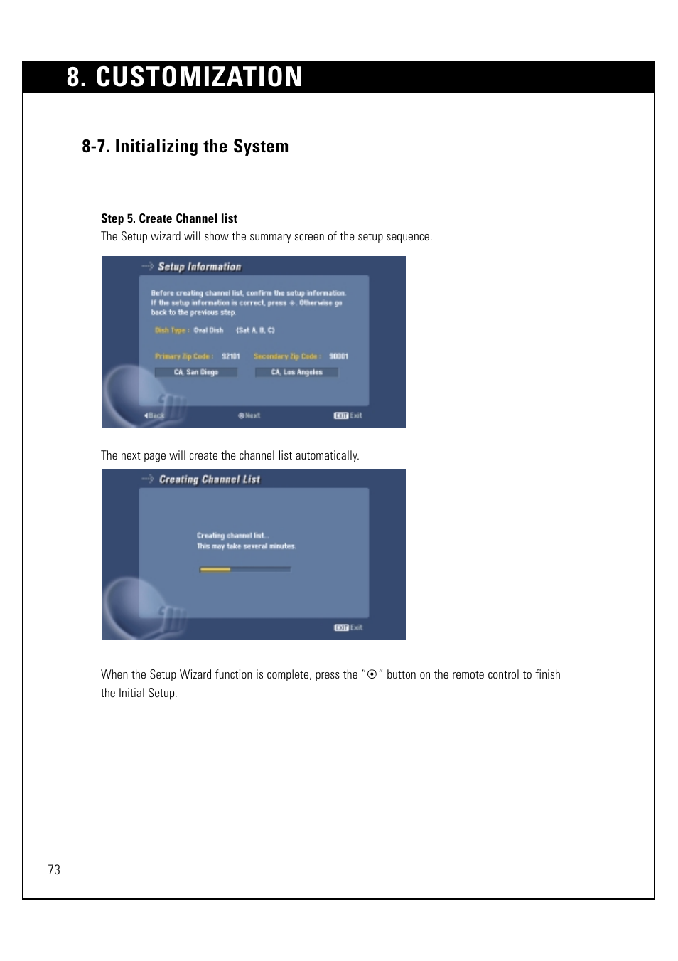 Customization, 7. initializing the system | LG LSS-3200A User Manual | Page 74 / 123