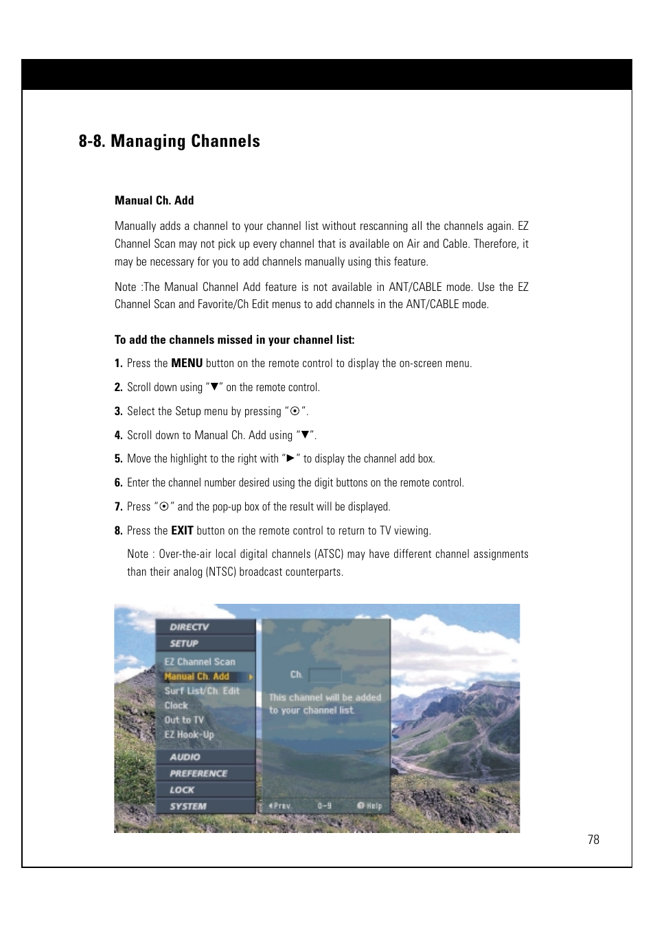 8. managing channels | LG LSS-3200A User Manual | Page 79 / 123