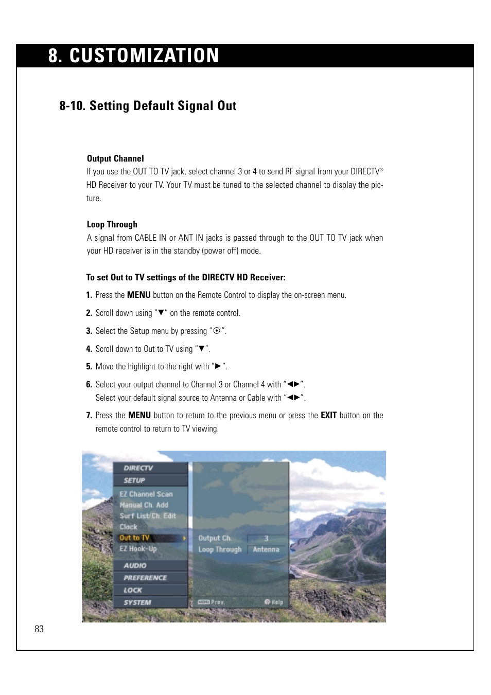 Customization, 10. setting default signal out | LG LSS-3200A User Manual | Page 84 / 123