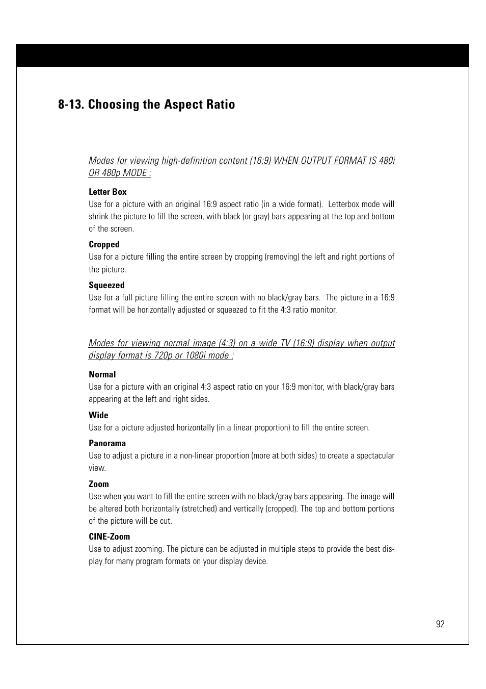 13. choosing the aspect ratio | LG LSS-3200A User Manual | Page 93 / 123