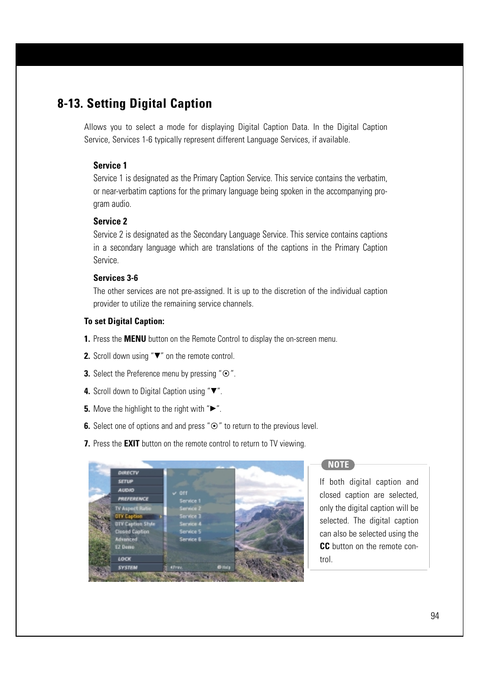 13. setting digital caption | LG LSS-3200A User Manual | Page 95 / 123