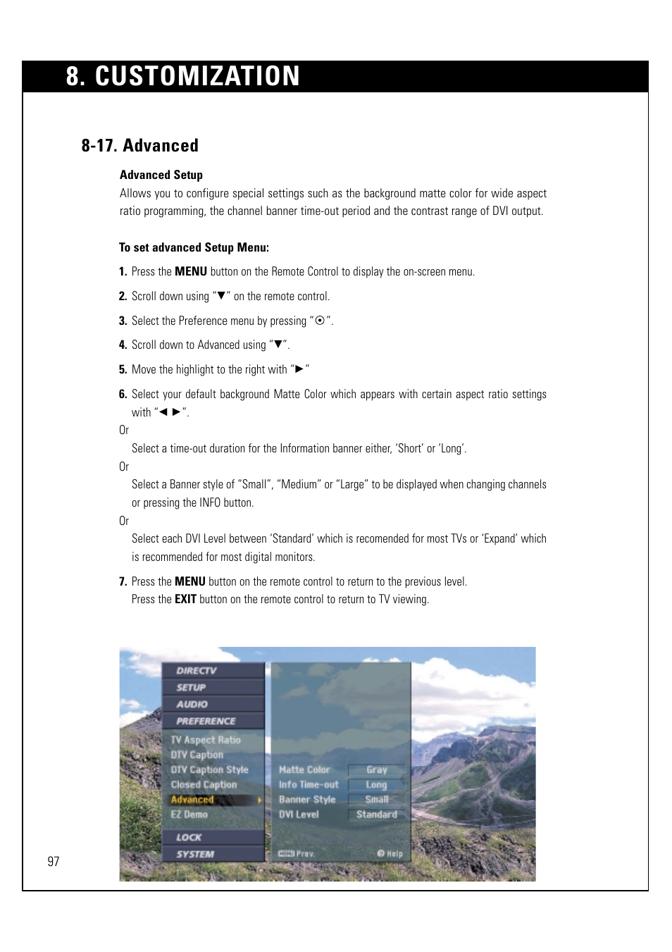 Customization, 17. advanced | LG LSS-3200A User Manual | Page 98 / 123