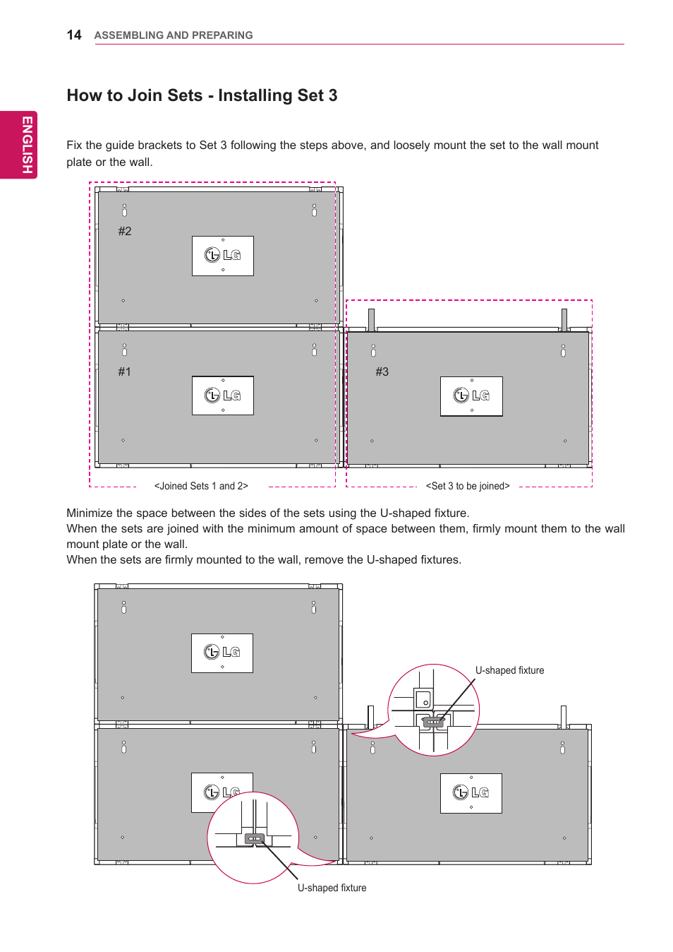 How to join sets - installing set 3 | LG 47WV30-BAAM User Manual | Page 14 / 80