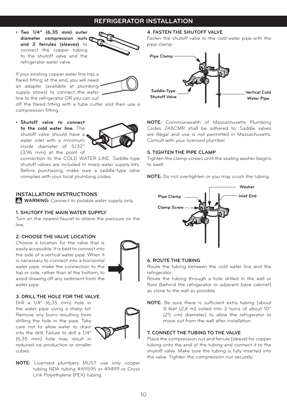 Refrigerator installation | LG Side By Side Refrigerator LSC27925** User Manual | Page 10 / 27