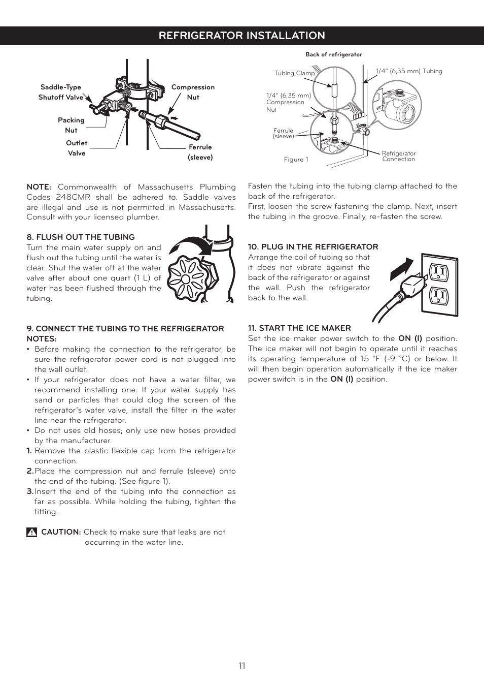 Refrigerator installation | LG Side By Side Refrigerator LSC27925** User Manual | Page 11 / 27