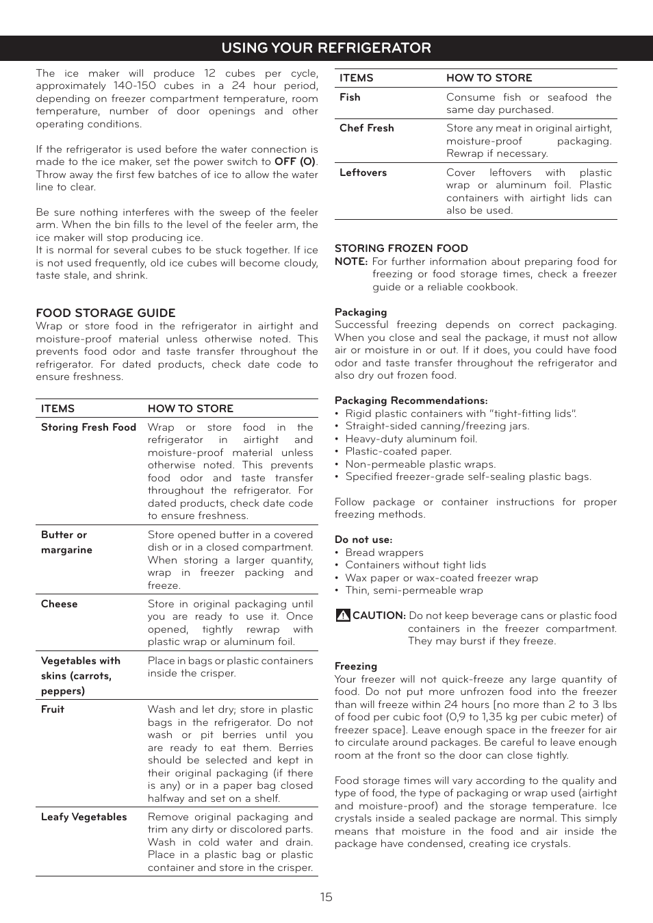 Using your refrigerator | LG Side By Side Refrigerator LSC27925** User Manual | Page 15 / 27