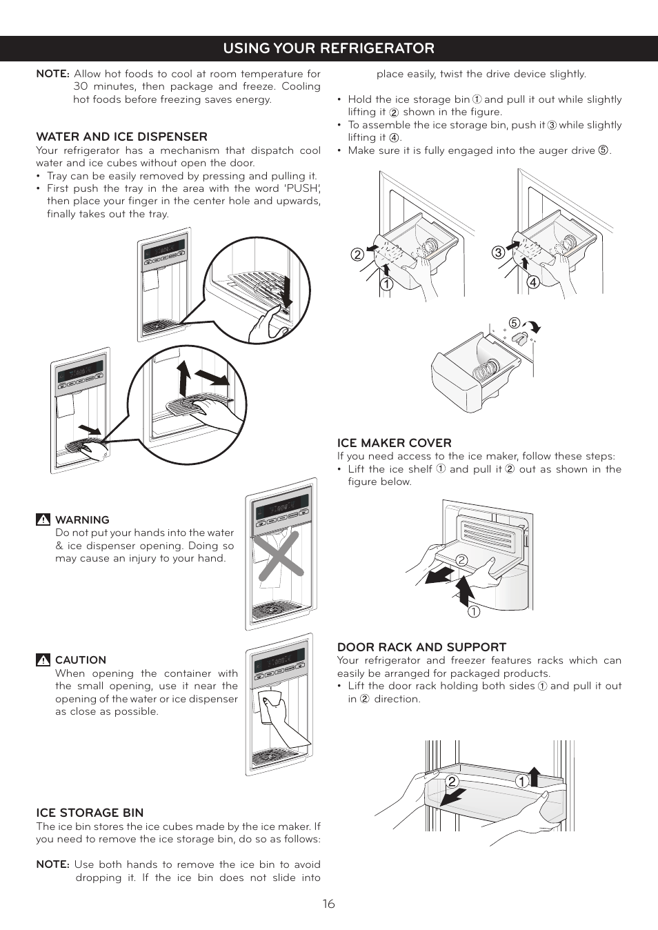 Using your refrigerator | LG Side By Side Refrigerator LSC27925** User Manual | Page 16 / 27