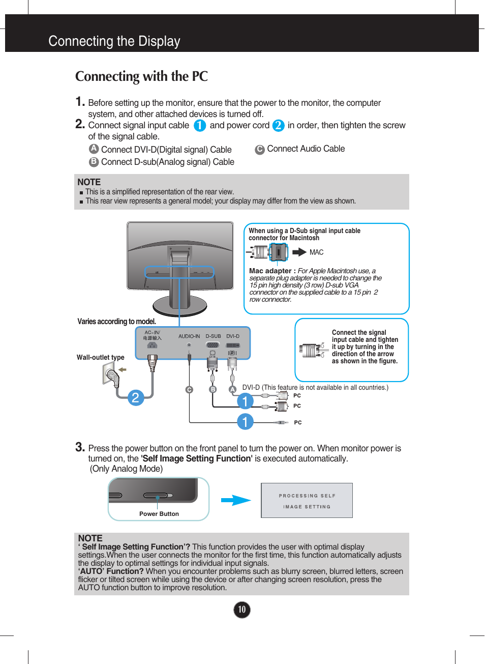 Connecting with the pc, Connecting the display | LG lcd monitor ips231p User Manual | Page 11 / 31
