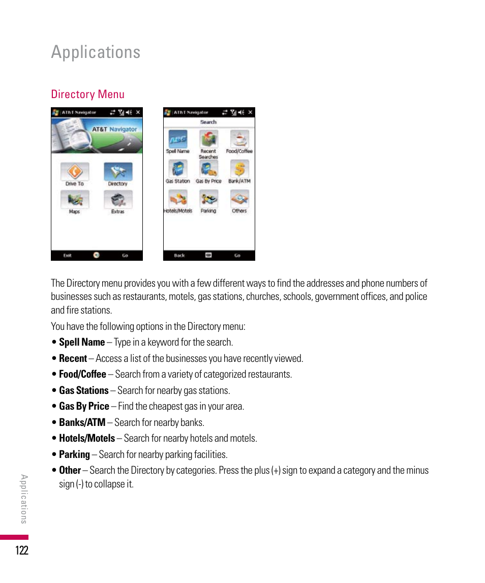 Applications | LG PDA User Manual | Page 122 / 195