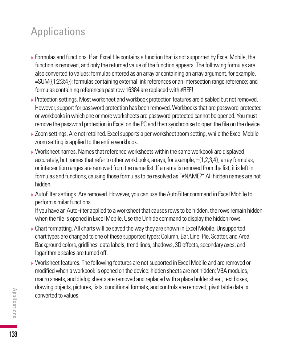 Applications | LG PDA User Manual | Page 138 / 195