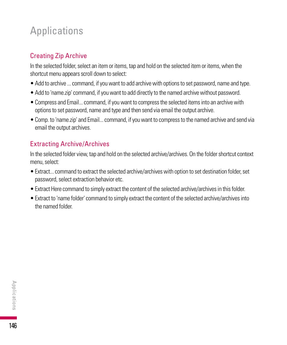 Applications | LG PDA User Manual | Page 146 / 195