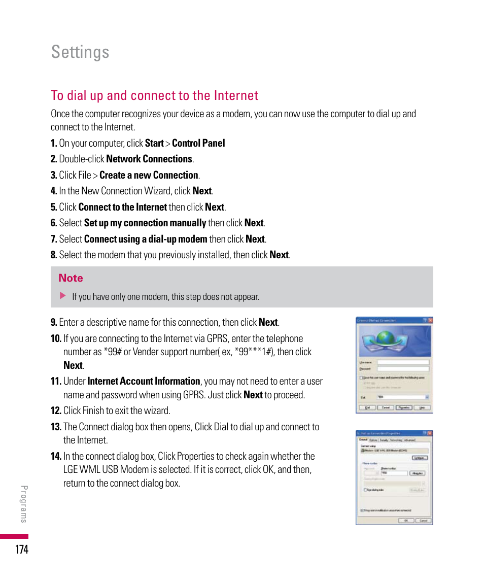 Settings | LG PDA User Manual | Page 174 / 195