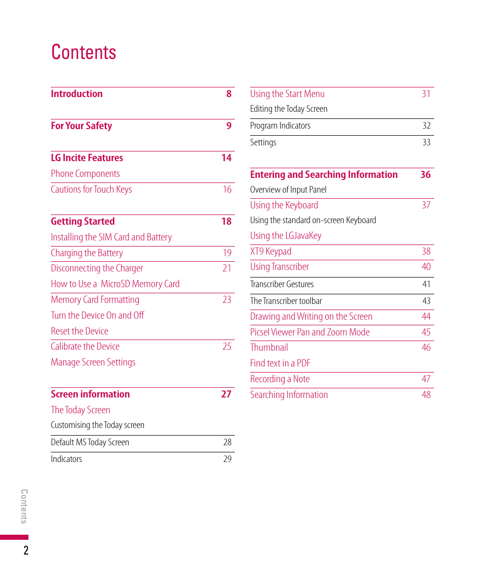 LG PDA User Manual | Page 2 / 195