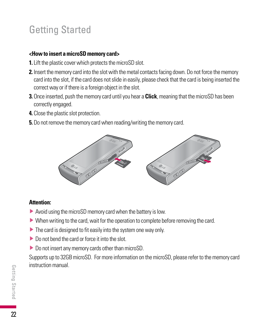 Getting started | LG PDA User Manual | Page 22 / 195