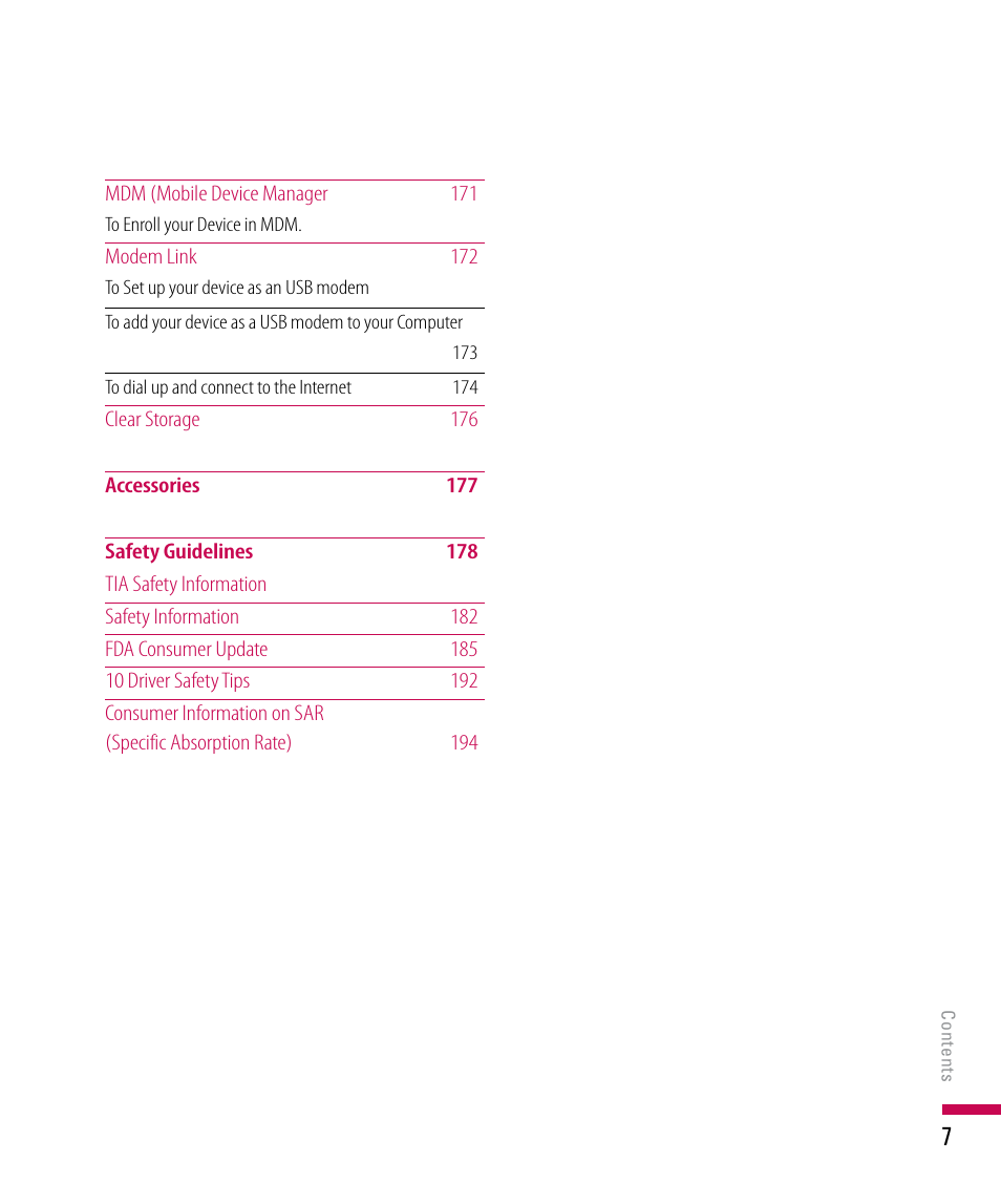 LG PDA User Manual | Page 7 / 195