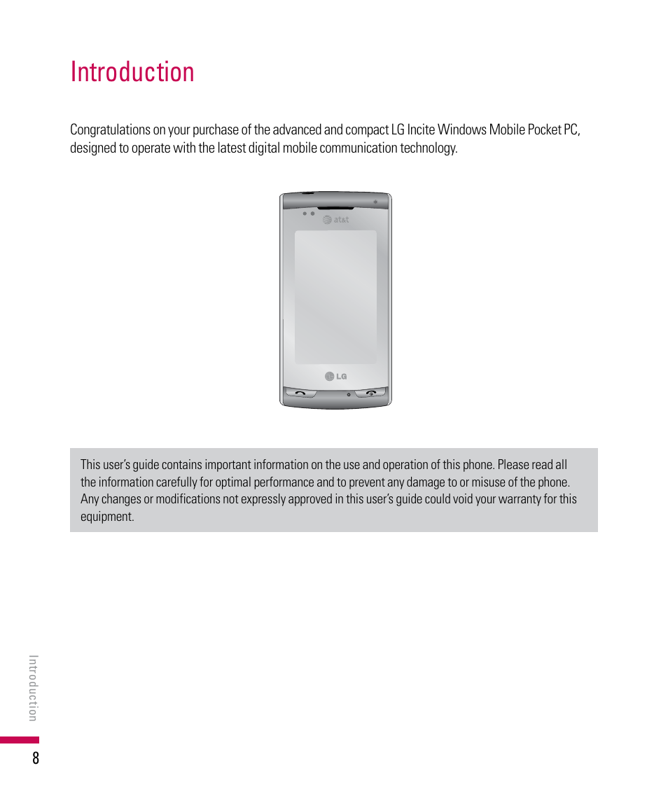 Introduction | LG PDA User Manual | Page 8 / 195