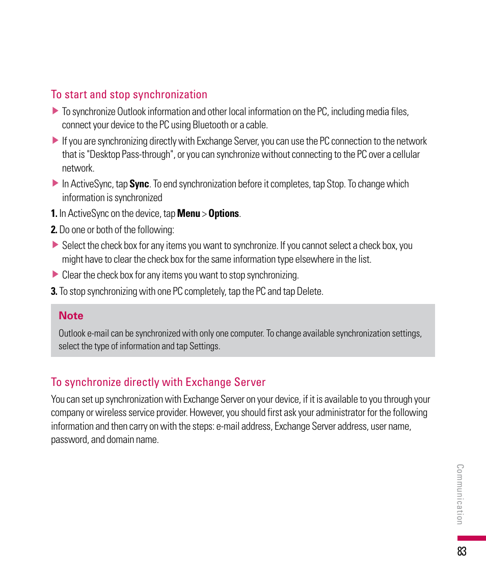 LG PDA User Manual | Page 83 / 195