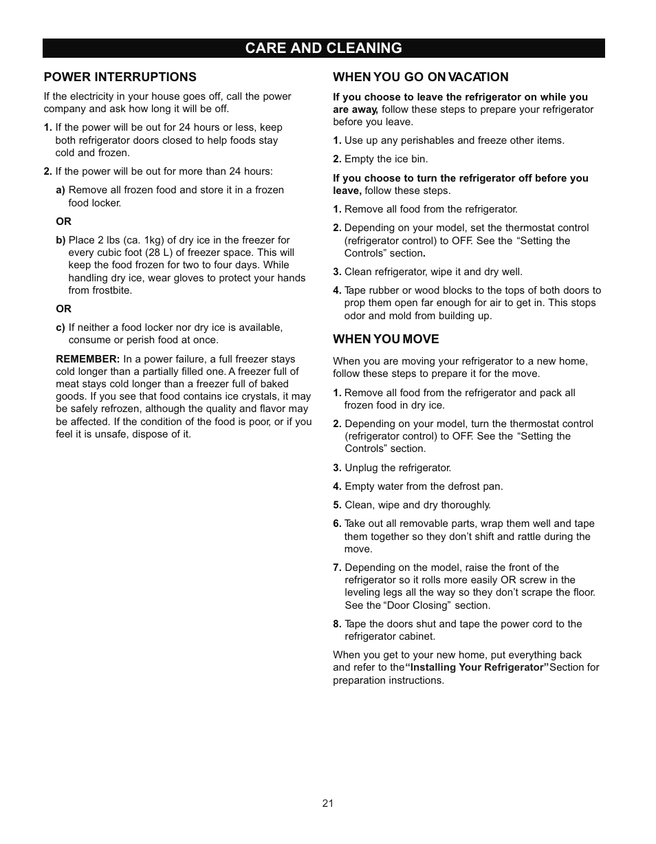 Care and cleaning | LG LRTN2231 User Manual | Page 21 / 31