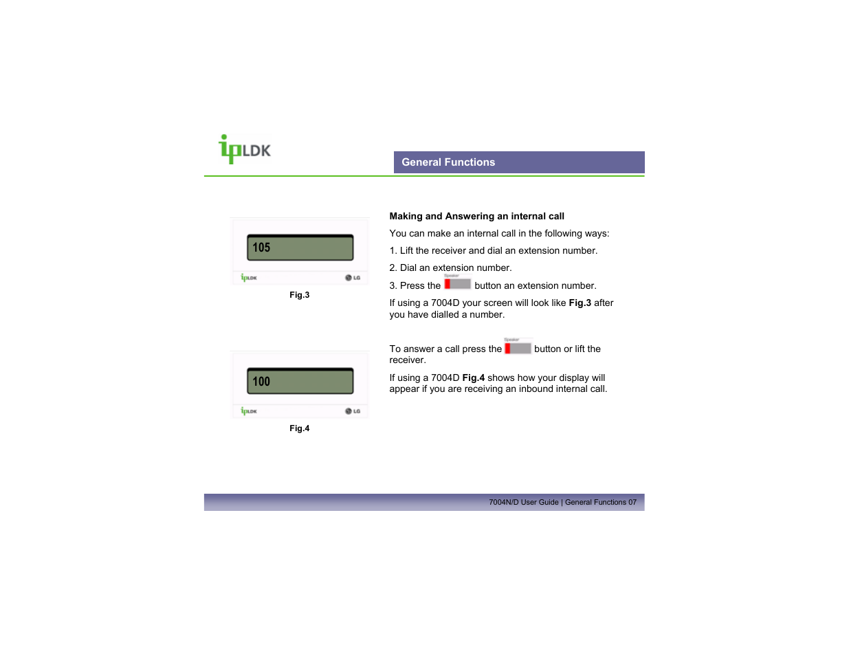 General functions | LG LDP7004N/D User Manual | Page 8 / 56