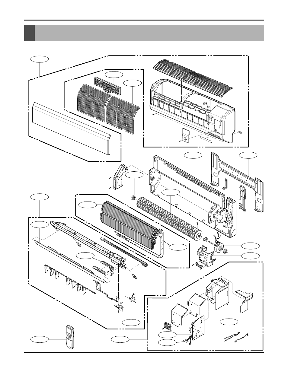 Exploded view, Indoor unit | LG LSU120HE User Manual | Page 74 / 83