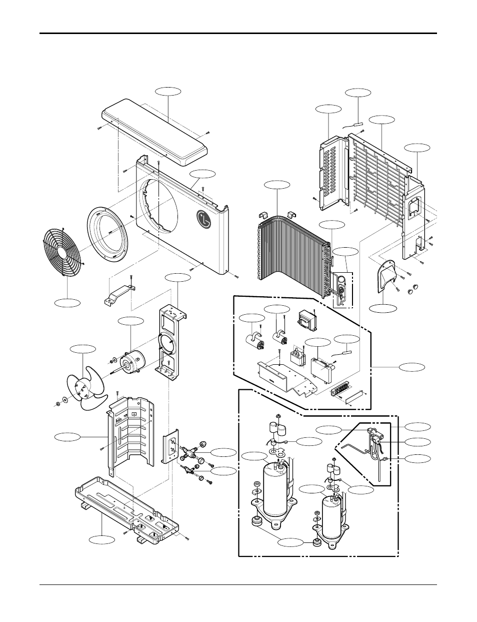 Outdoor unit: 18k(h/p), 24k seriess, Service manual 77, Exploded view | LG LSU120HE User Manual | Page 77 / 83