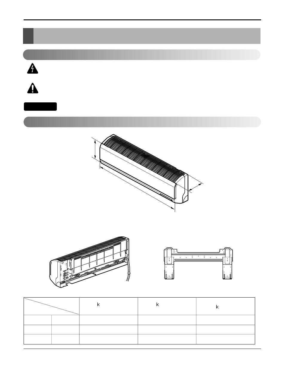 Dimensions, Indoor unit, Symbols used in this manual | Notice | LG LSU120HE User Manual | Page 9 / 83