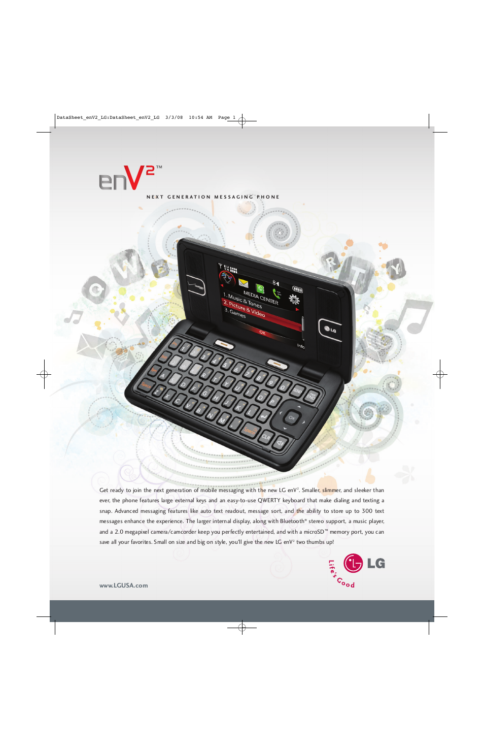 LG EnV2 User Manual | 2 pages