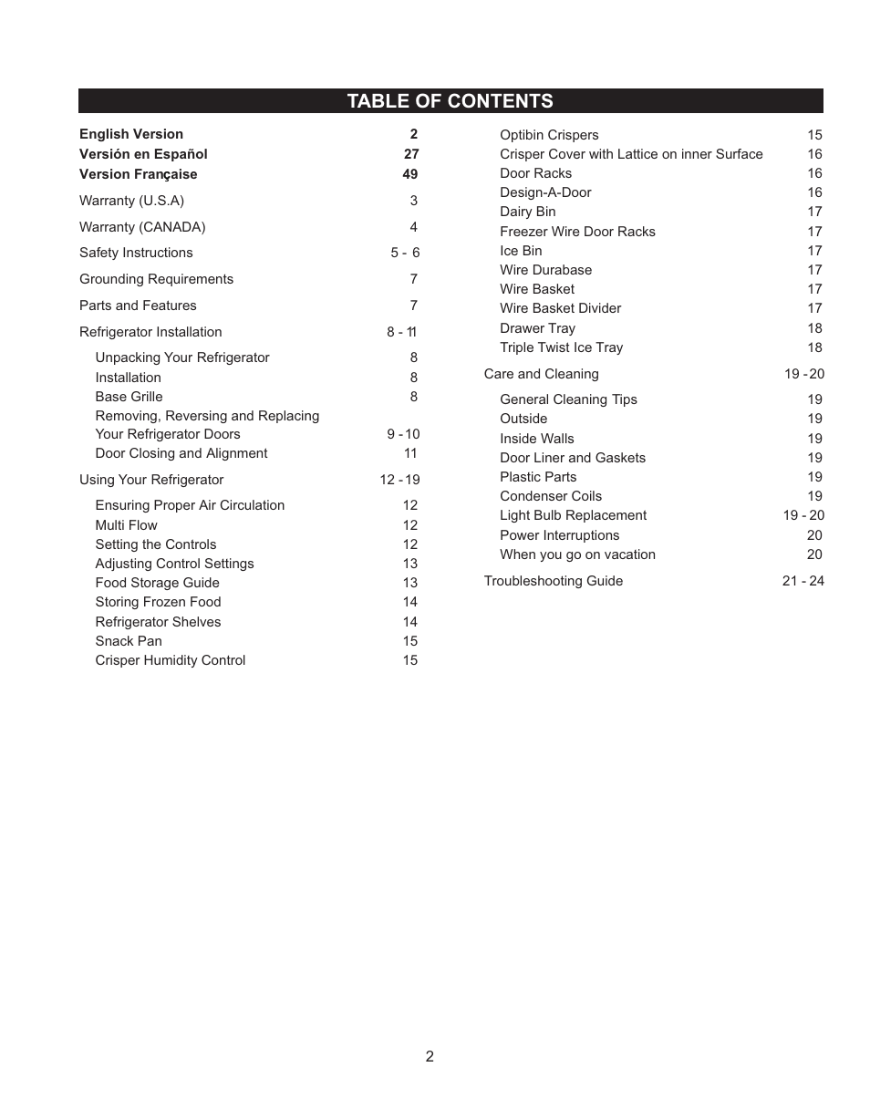 LG LRBN2271 User Manual | Page 2 / 26