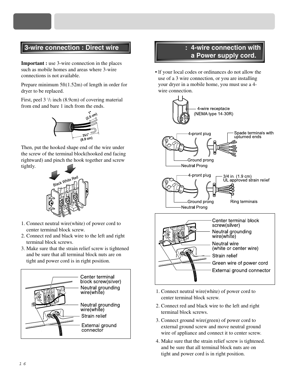 Part 5 electrical requirements for electric dryers | LG DLE0442S User Manual | Page 17 / 62