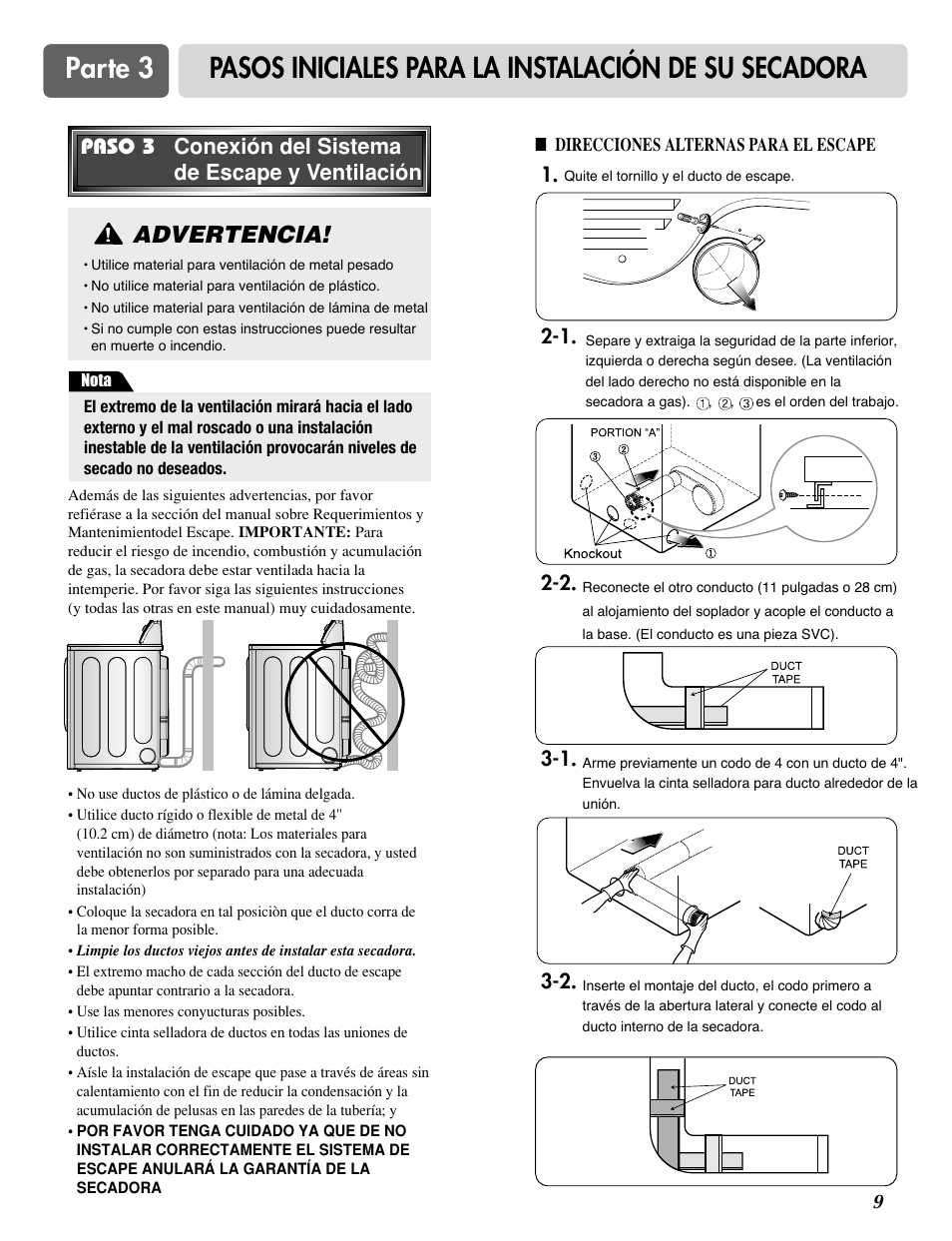 Advertencia | LG DLE0442S User Manual | Page 40 / 62