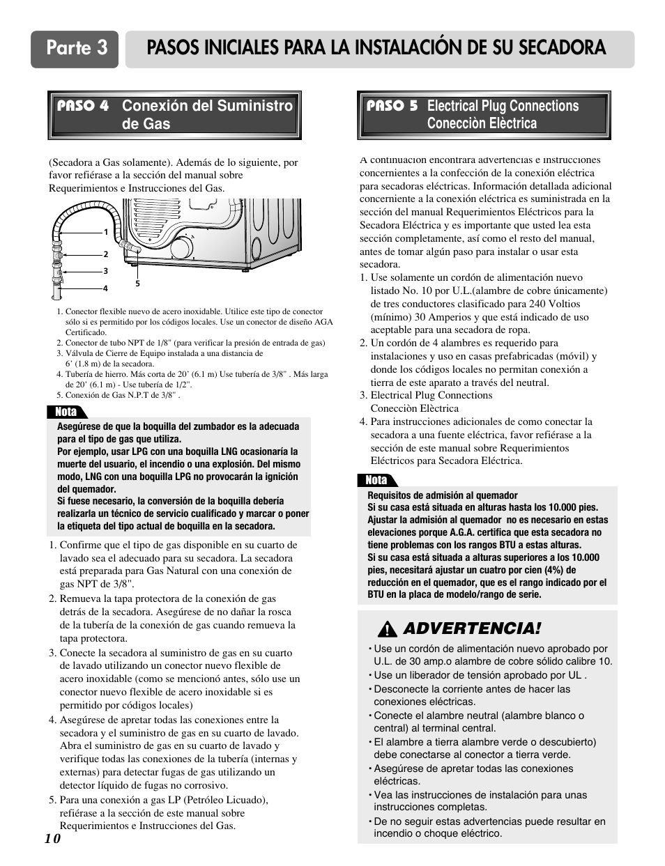 Advertencia | LG DLE0442S User Manual | Page 41 / 62