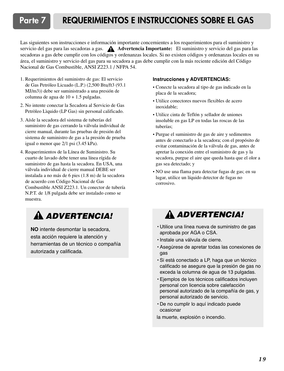 Advertencia | LG DLE0442S User Manual | Page 50 / 62