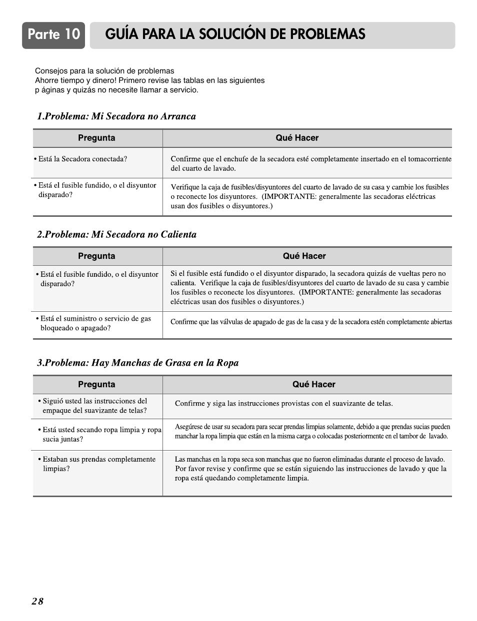 Parte 10 guía para la solución de problemas | LG DLE0442S User Manual | Page 59 / 62