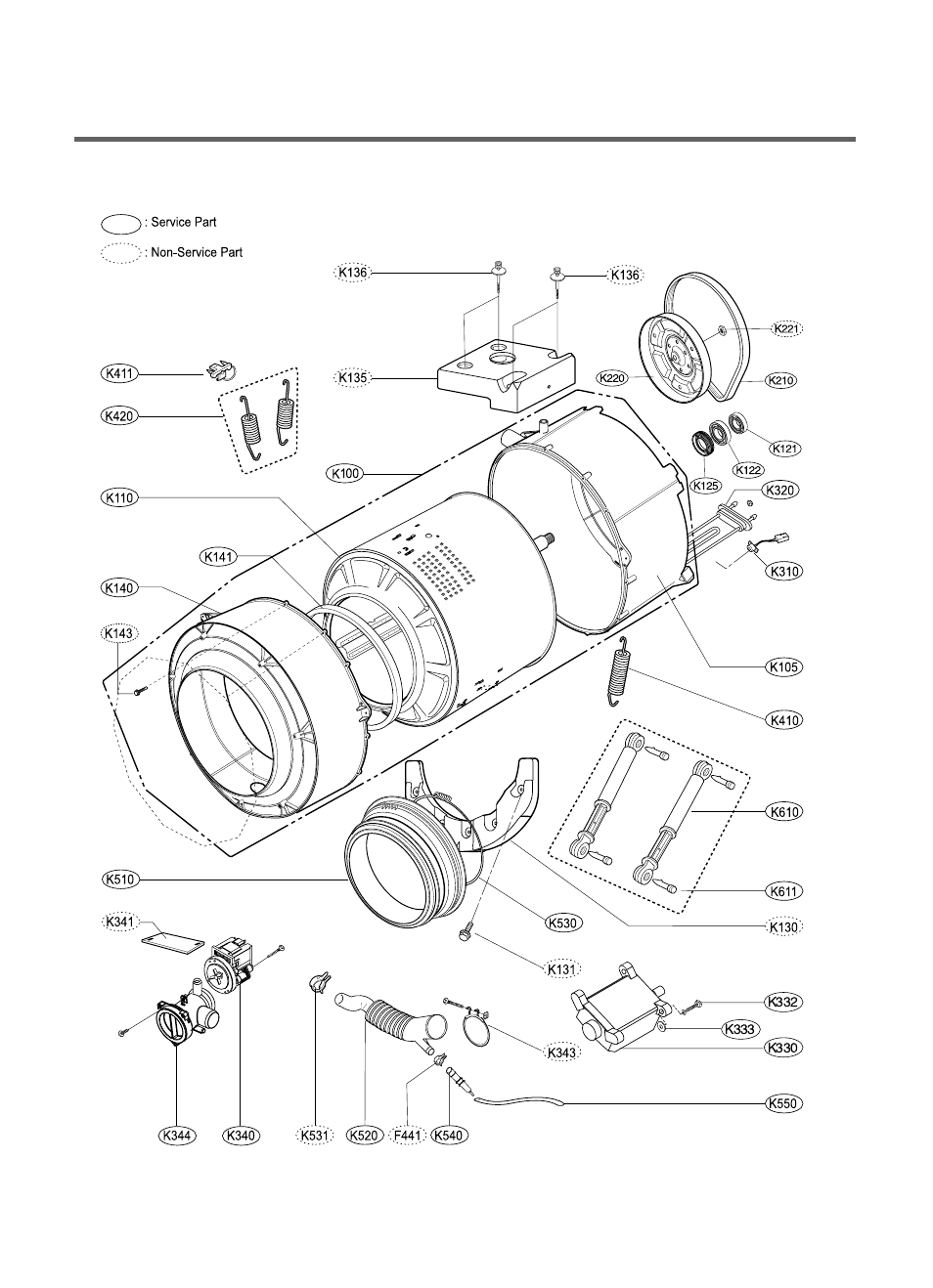 3 the exploded view of drum & tub assembly | LG WD(M)-80130F User Manual | Page 35 / 36