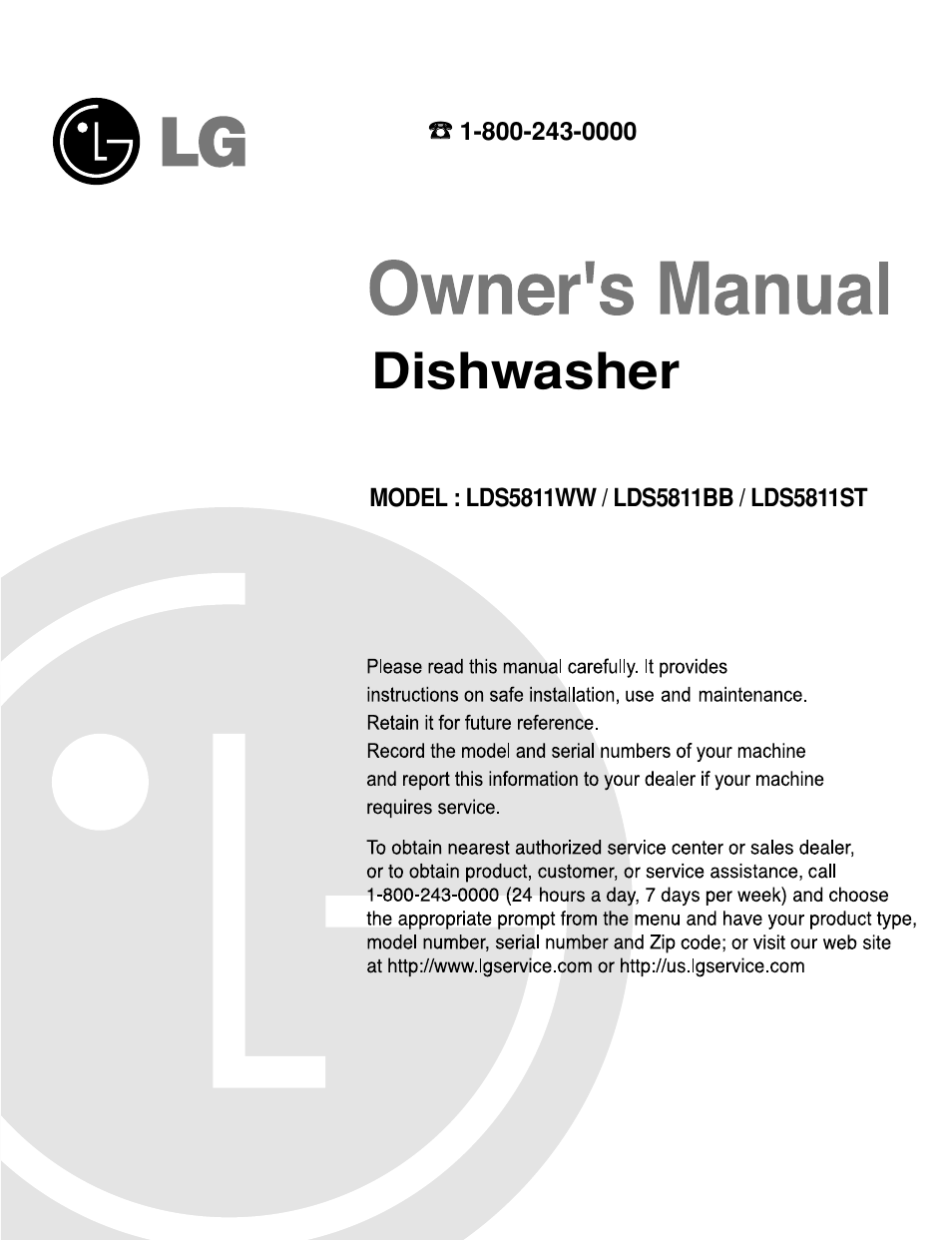 LG LDS5811ST User Manual | 44 pages