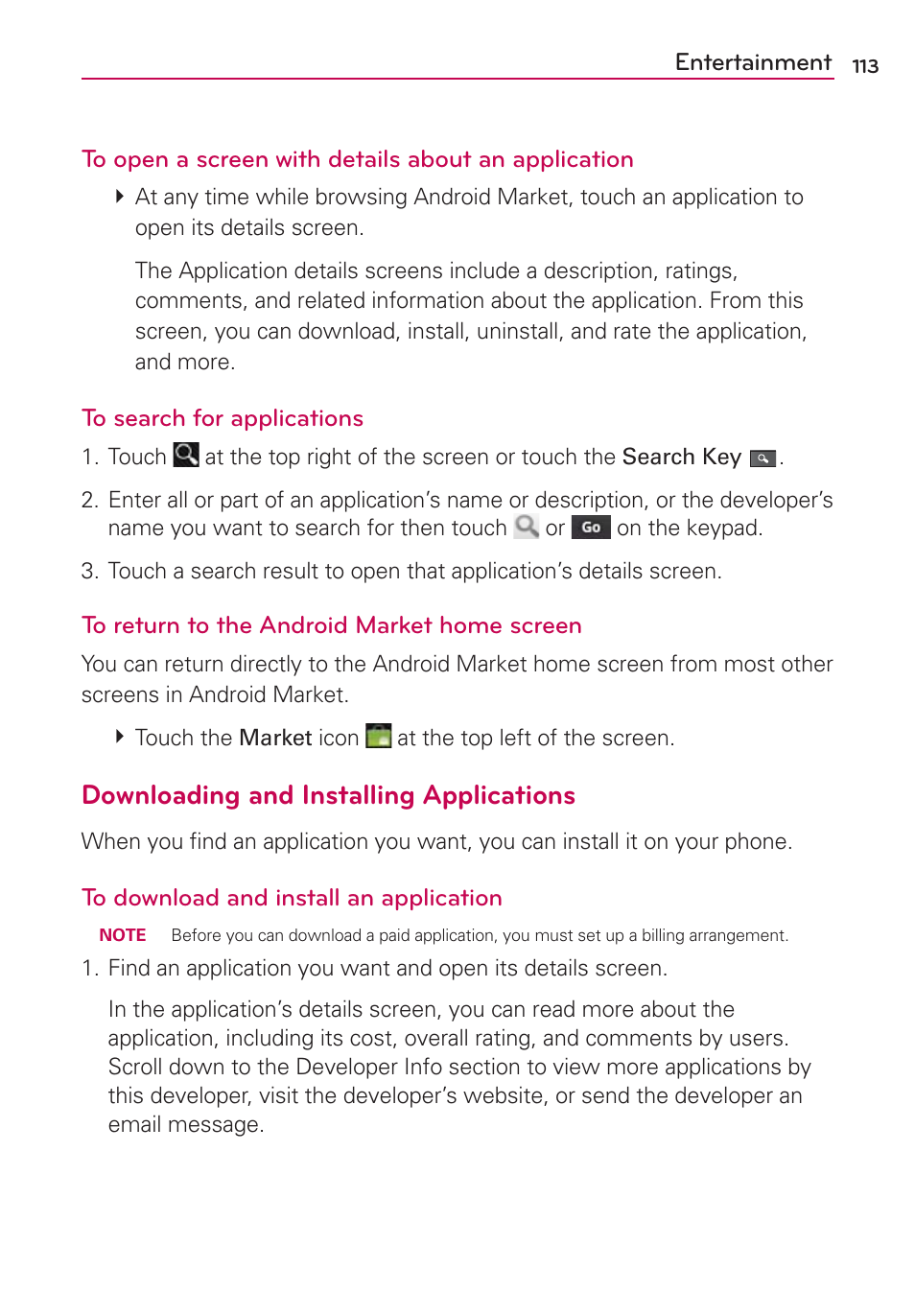 Downloading and installing applications | LG AS680 User Manual | Page 115 / 182