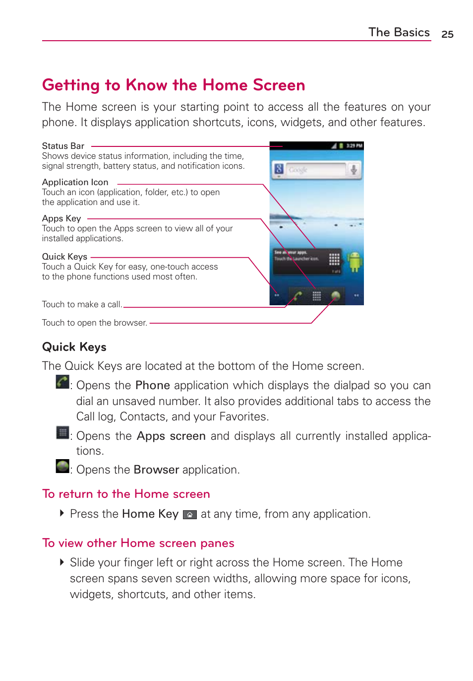 Getting to know the home screen | LG AS680 User Manual | Page 27 / 182