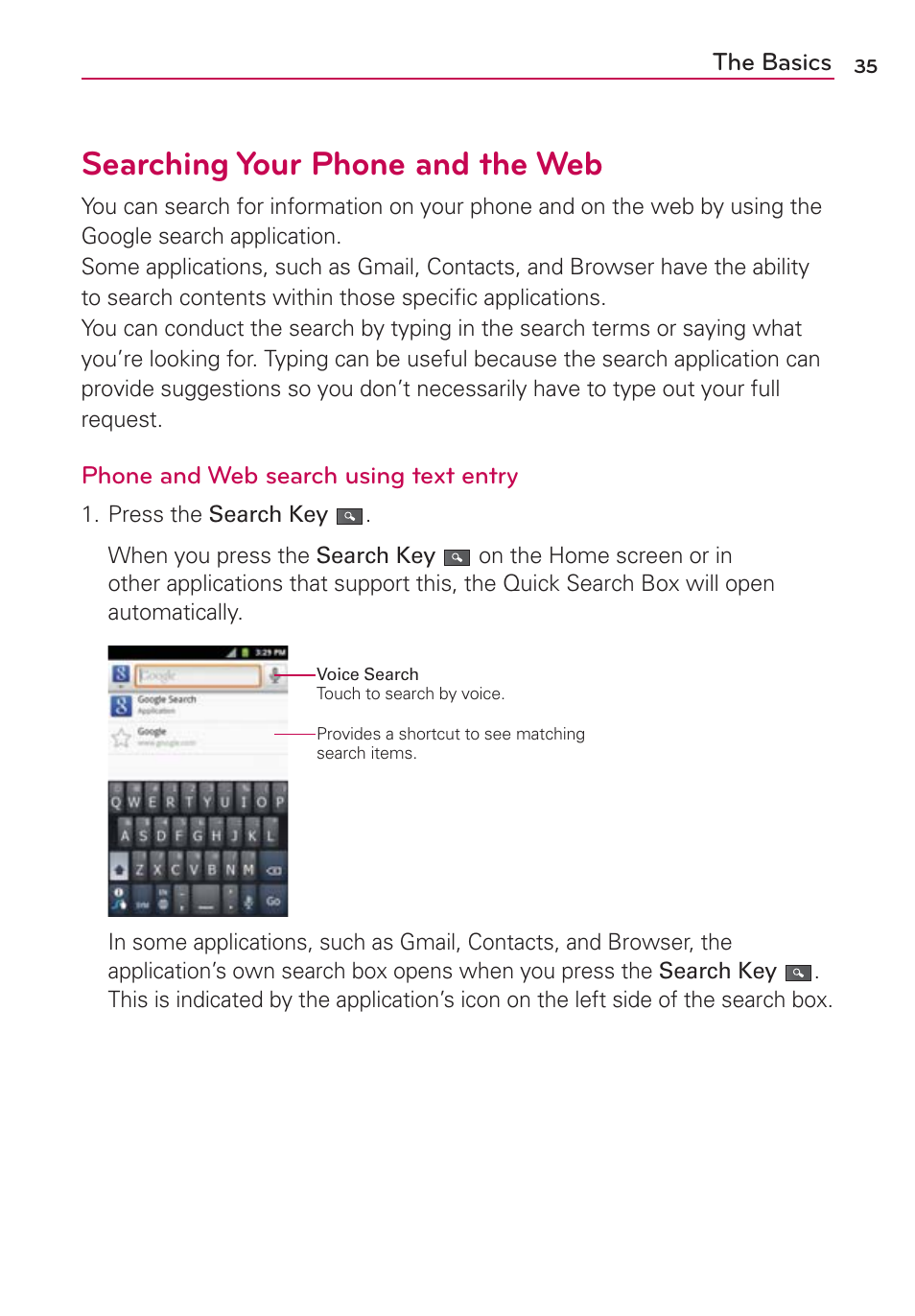 Searching your phone and the web | LG AS680 User Manual | Page 37 / 182