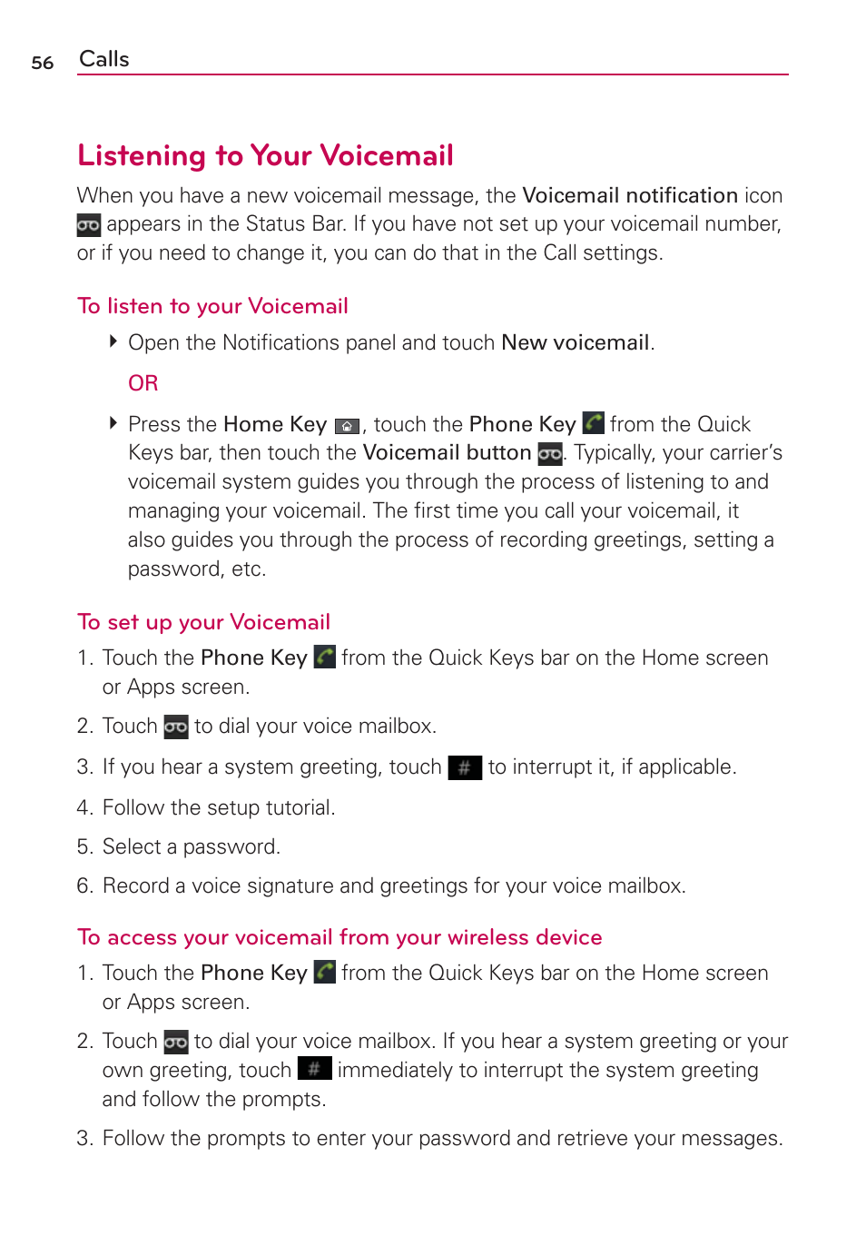 Listening to your voicemail | LG AS680 User Manual | Page 58 / 182