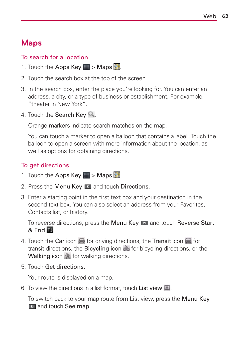 Maps | LG AS680 User Manual | Page 65 / 182