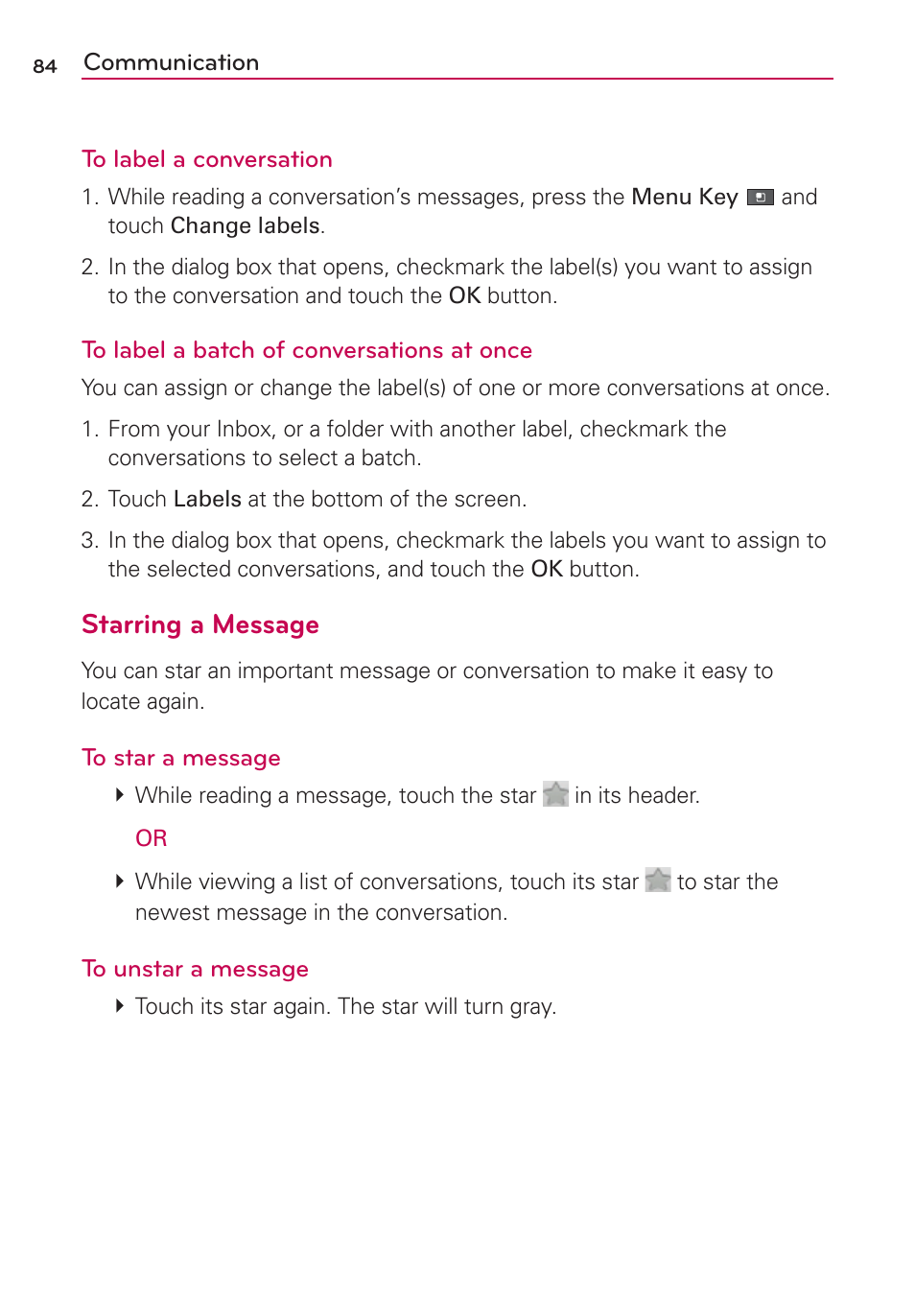 Starring a message | LG AS680 User Manual | Page 86 / 182